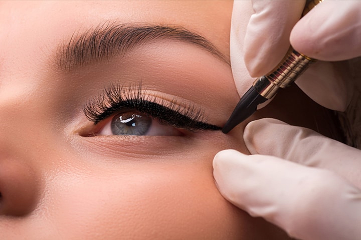 a close up of a person